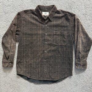 True Grit Cut Cord Flannel Cozy Work Shirt in Men's Size XL - Brown Black Plaid